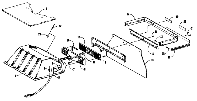 Parts Diagram for Arctic Cat 1989 PANTERA (440 L/C) SNOWMOBILE TOOLBOX, TAILLIGHT AND REAR BUMPER