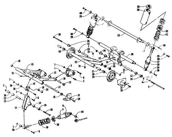 Parts Diagram for Arctic Cat 1989 PANTERA (440 L/C) SNOWMOBILE REAR SUSPENSION ARM ASSEMBLIES