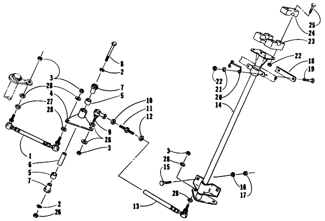 Parts Diagram for Arctic Cat 1993 LYNX SNOWMOBILE TIE ROD/STEERING POST ASSEMBLY