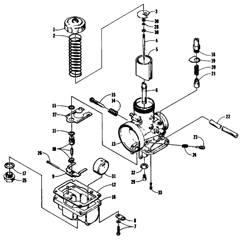 Parts Diagram for Arctic Cat 1989 WILDCAT 650 SNOWMOBILE CARBURETOR