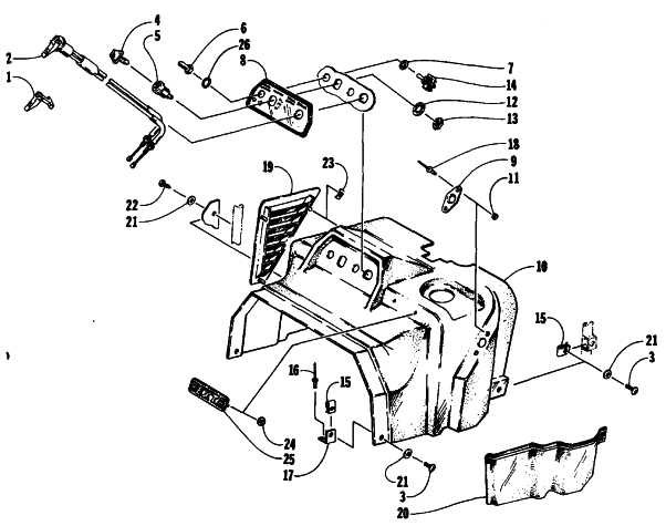 Parts Diagram for Arctic Cat 1989 EL TIGRE EXT SNOWMOBILE SWITCH AND CONSOLE ASSEMBLY