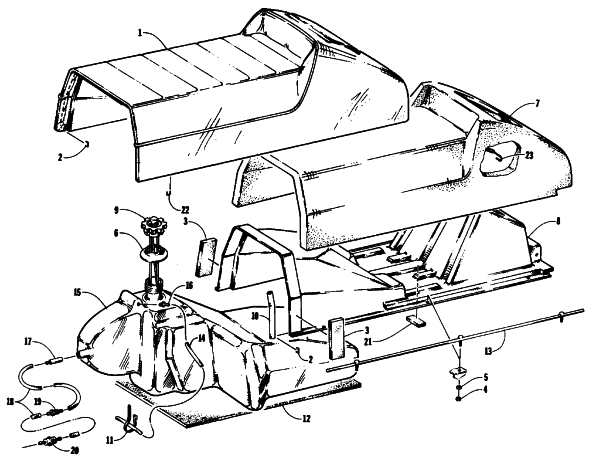 Parts Diagram for Arctic Cat 1989 EL TIGRE EXT SNOWMOBILE SEAT AND GAS TANK ASSEMBLIES