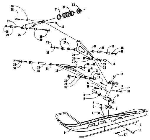 Parts Diagram for Arctic Cat 1990 JAG AFS DELUXE SNOWMOBILE SKI AND FRONT SUSPENSION