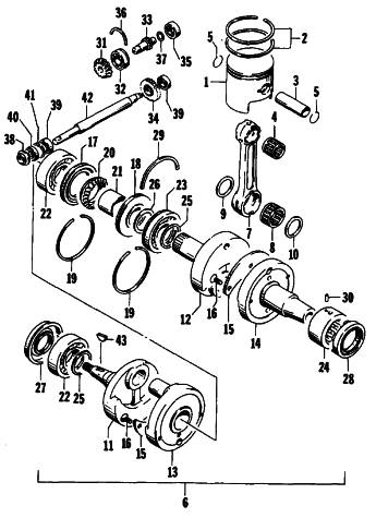 Parts Diagram for Arctic Cat 1989 WILDCAT 650 SNOWMOBILE PISTON AND CRANKSHAFT