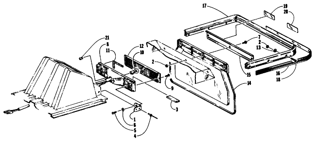 Parts Diagram for Arctic Cat 1989 EL TIGRE EXT MOUNTAIN CAT SNOWMOBILE TAILLIGHT AND REAR BUMPER