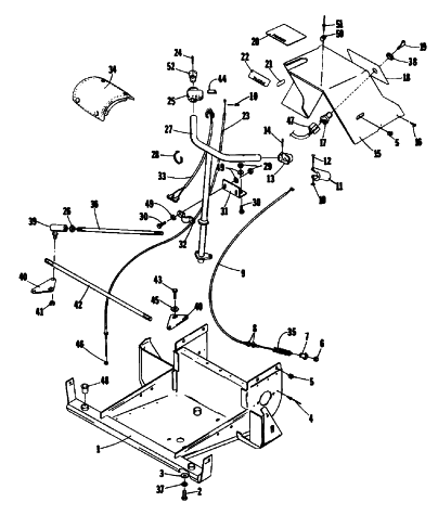 Parts Diagram for Arctic Cat 1990 KITTY CAT SNOWMOBILE STEERING, FRONT FRAME, AND CONSOLE