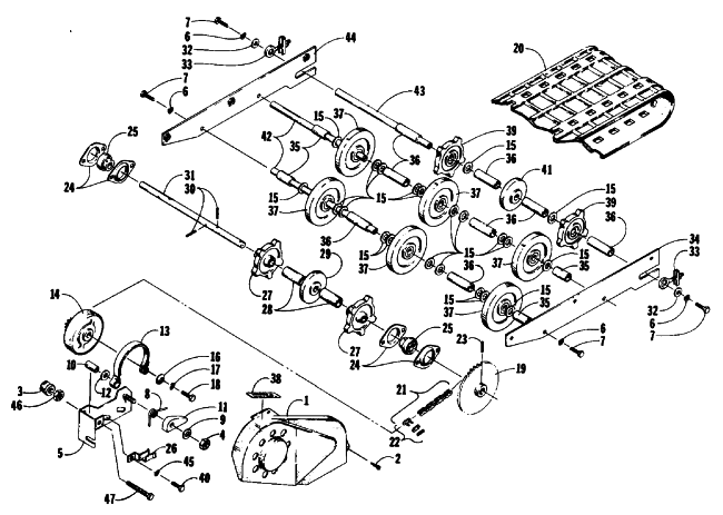 Parts Diagram for Arctic Cat 1990 KITTY CAT SNOWMOBILE DRIVE, UNDERCARRIAGE AND TRACK