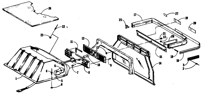 Parts Diagram for Arctic Cat 1990 JAG AFS SNOWMOBILE TOOLBOX, TAILLIGHT, AND REAR BUMPER