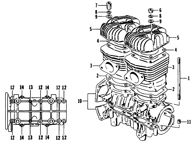 Parts Diagram for Arctic Cat 1992 PANTHER DELUXE SNOWMOBILE CRANKCASE AND CYLINDER