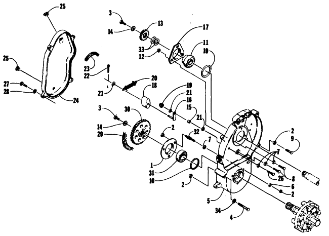 Parts Diagram for Arctic Cat 1990 JAG SNOWMOBILE DRIVE/DROPCASE ASSEMBLY