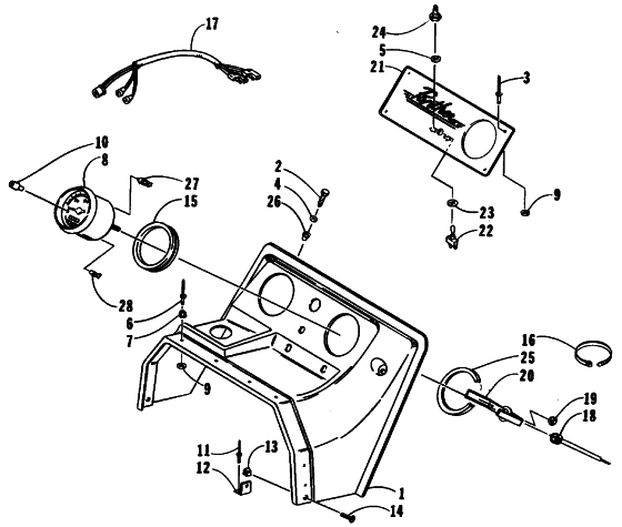 Parts Diagram for Arctic Cat 1990 PANTHER SNOWMOBILE CONSOLE AND INSTRUMENTS