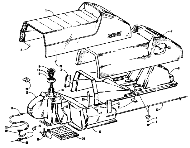 Parts Diagram for Arctic Cat 1990 EL TIGRE EXT SNOWMOBILE SEAT AND GAS TANK ASSEMBLIES