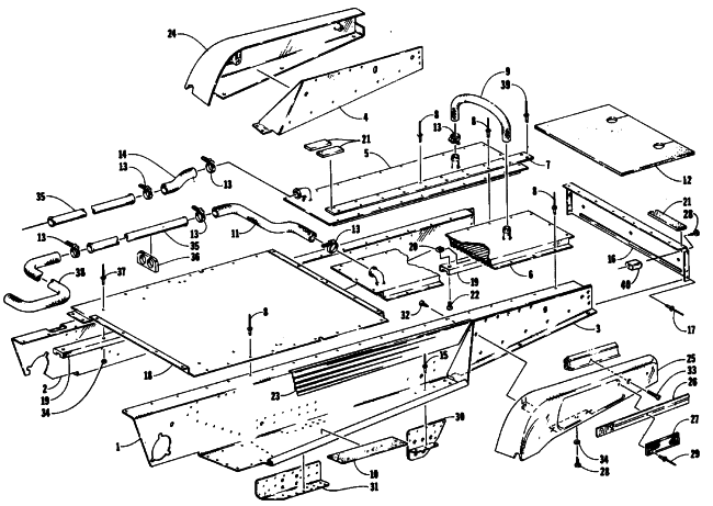Parts Diagram for Arctic Cat 1990 EL TIGRE EXT SNOWMOBILE TUNNEL AND COOLING ASSEMBLIES