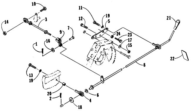 Parts Diagram for Arctic Cat 1990 EL TIGRE EXT SPECIAL SNOWMOBILE REVERSE SHIFT LEVER ASSEMBLY