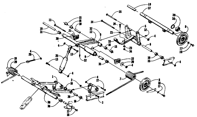 Parts Diagram for Arctic Cat 1990 PANTHER MOUNTAIN CAT SNOWMOBILE REAR SUSPENSION ARM ASSEMBLIES
