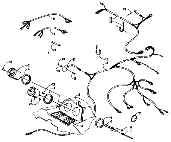 Parts Diagram for Arctic Cat 1990 WILDCAT 650 SNOWMOBILE INSTRUMENTS AND WIRING ASSEMBLIES