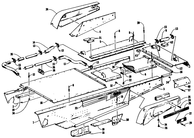 Parts Diagram for Arctic Cat 1990 WILDCAT 650 MOUNTAIN CAT SNOWMOBILE TUNNEL AND COOLING ASSEMBLIES