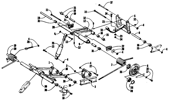 Parts Diagram for Arctic Cat 1990 JAG AFS DELUXE SNOWMOBILE REAR SUSPENSION ARM ASSEMBLIES