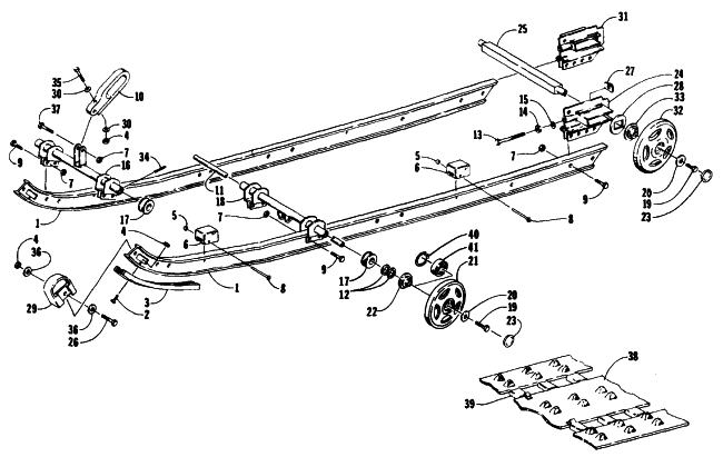 Parts Diagram for Arctic Cat 1990 JAG SNOWMOBILE SLIDE RAIL TRACK ASSEMBLIES