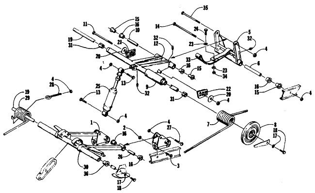 Parts Diagram for Arctic Cat 1990 PANTHER SNOWMOBILE REAR SUSPENSION ARM ASSEMBLIES