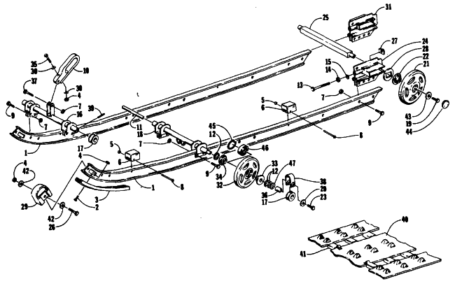 Parts Diagram for Arctic Cat 1990 PANTHER SNOWMOBILE SLIDE RAIL AND TRACK ASSEMBLIES