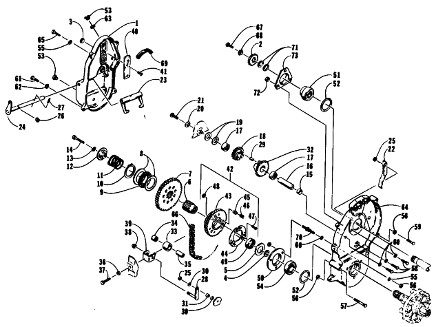 Parts Diagram for Arctic Cat 1990 PANTERA SNOWMOBILE DRIVE/REVERSE DROPCASE ASS'Y