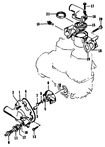 Parts Diagram for Arctic Cat 1991 COUGAR SNOWMOBILE WATER PUMP/WATER MANIFOLD
