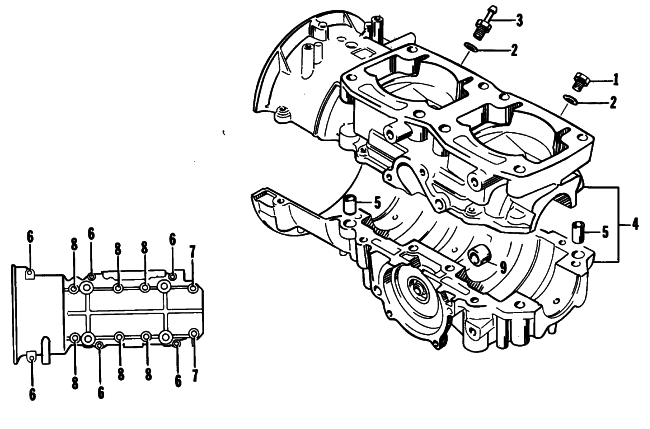 Parts Diagram for Arctic Cat 1991 CHEETAH TOURING SNOWMOBILE CRANKCASE ASSEMBLY