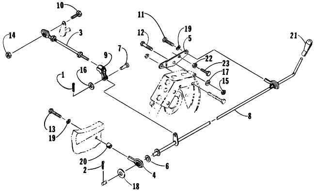 Parts Diagram for Arctic Cat 1990 CHEETAH TOURING SNOWMOBILE REVERSE SHIFT LEVER ASSEMBLY