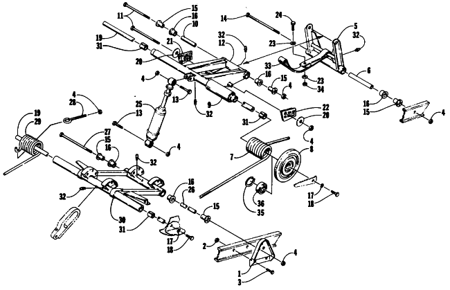 Parts Diagram for Arctic Cat 1990 CHEETAH TOURING SNOWMOBILE REAR SUSPENSION ARM ASSEMBLIES