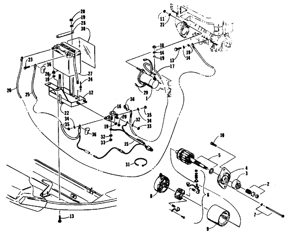 Parts Diagram for Arctic Cat 1990 CHEETAH TOURING SNOWMOBILE ELECTRIC START ASSEMBLY