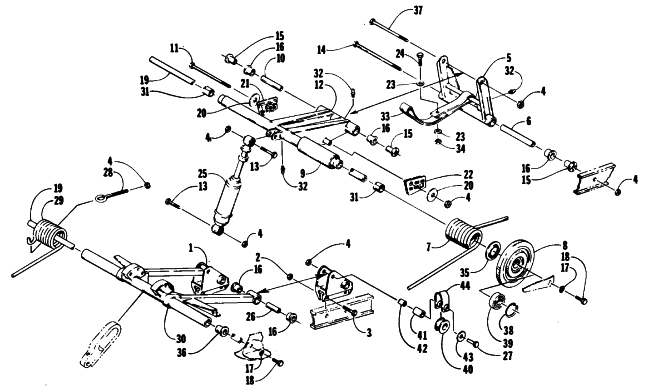 Parts Diagram for Arctic Cat 1990 JAG MOUNTAIN CAT SNOWMOBILE REAR SUSPENSION ARM ASSEMBLIES