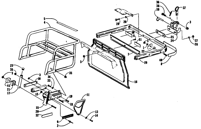 Parts Diagram for Arctic Cat 1990 JAG MOUNTAIN CAT SNOWMOBILE RACK AND REAR BUMPER