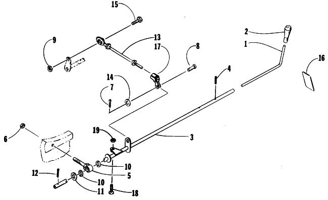 Parts Diagram for Arctic Cat 1990 SUPER JAG SNOWMOBILE REVERSE SHIFT LEVER ASSEMBLY