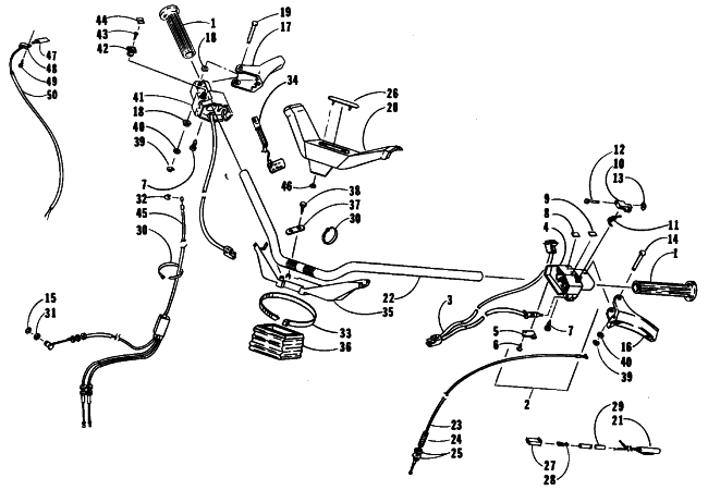 Parts Diagram for Arctic Cat 1990 PANTERA SNOWMOBILE HANDLEBAR ASSEMBLY