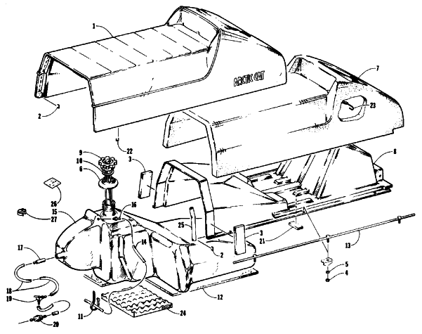 Parts Diagram for Arctic Cat 1990 PANTERA SNOWMOBILE SEAT AND GAS TANK ASSEMBLIES