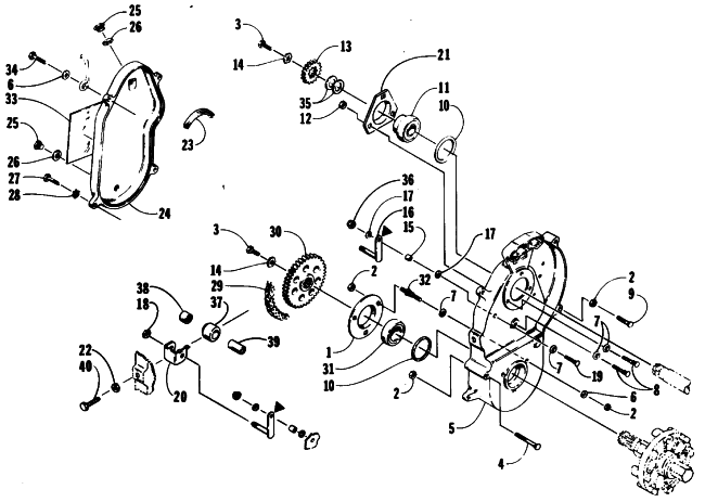 Parts Diagram for Arctic Cat 1990 EL TIGRE EXT SPECIAL SNOWMOBILE DRIVE/DROPCASE ASSEMBLY