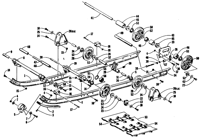 Parts Diagram for Arctic Cat 1990 EL TIGRE EXT SPECIAL SNOWMOBILE SLIDE RAIL AND TRACK ASSEMBLY