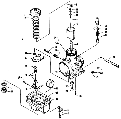 Parts Diagram for Arctic Cat 1990 WILDCAT 650 SNOWMOBILE CARBURETOR