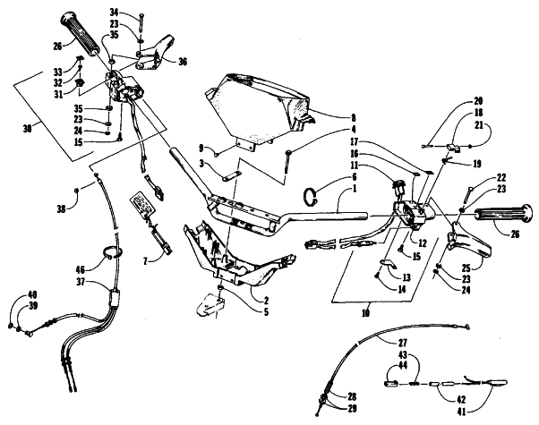 Parts Diagram for Arctic Cat 1990 PROWLER SNOWMOBILE HANDLEBAR AND CONTROLS