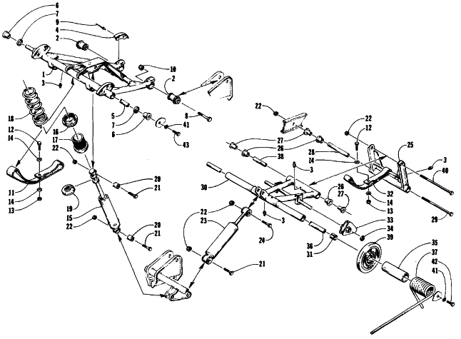 Parts Diagram for Arctic Cat 1990 PROWLER SNOWMOBILE REAR SUSPENSION ARM ASSEMBLIES