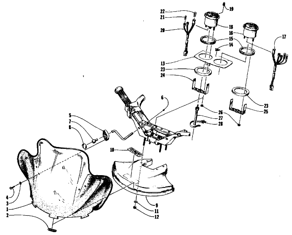 Parts Diagram for Arctic Cat 1990 PROWLER SNOWMOBILE WINDSHIELD, FAIRING, AND INSTRUMENTS