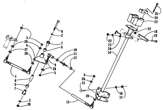 Parts Diagram for Arctic Cat 1990 JAG AFS LT SNOWMOBILE TIE ROD/STEERING POST ASSEMBLY