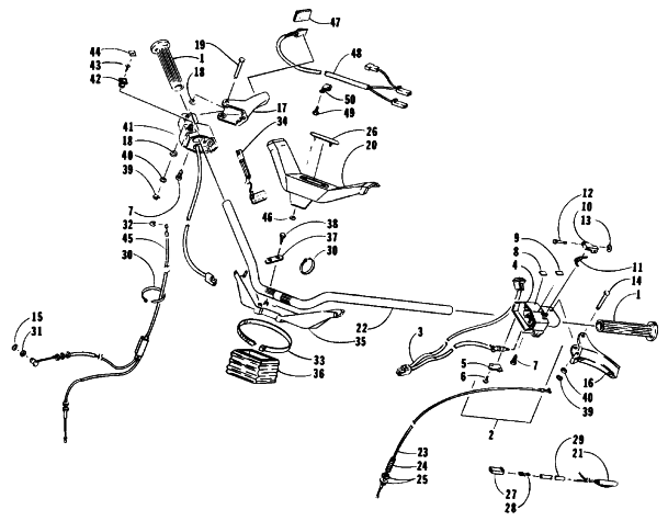 Parts Diagram for Arctic Cat 1992 PANTHER DELUXE SNOWMOBILE HANDLEBAR AND CONTROLS