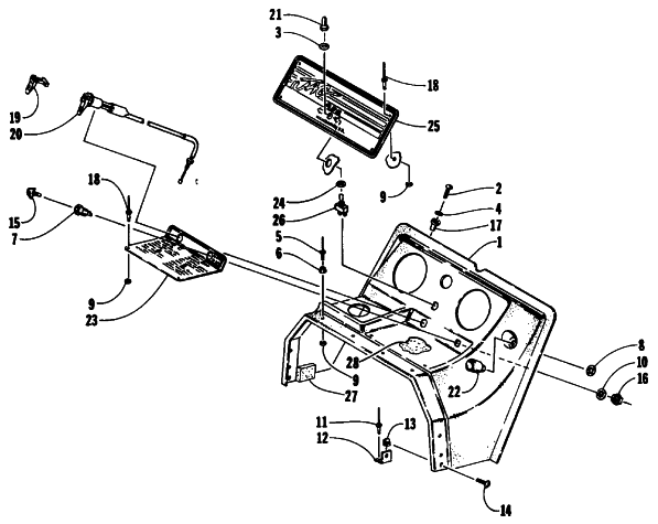 Parts Diagram for Arctic Cat 1991 JAG AFS DELUXE SNOWMOBILE SWITCH, CHOKE, AND CONSOLE ASSEMBLY