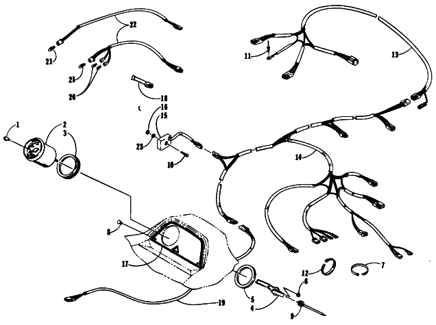 Parts Diagram for Arctic Cat 1991 JAG AFS DELUXE SNOWMOBILE INSTRUMENTS AND WIRING ASSEMBLIES