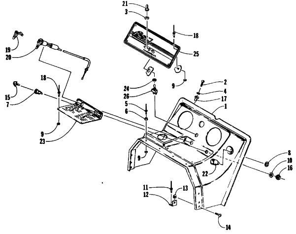 Parts Diagram for Arctic Cat 1991 PANTHER SNOWMOBILE SWITCH, CHOKE, AND CONSOLE ASSEMBLY