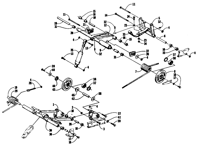Parts Diagram for Arctic Cat 1991 PANTHER DELUXE SNOWMOBILE REAR SUSPENSION ARM ASSEMBLIES