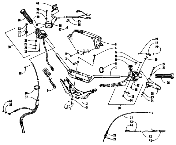 Parts Diagram for Arctic Cat 1991 PROWLER SPECIAL SNOWMOBILE HANDLEBAR AND CONTROLS