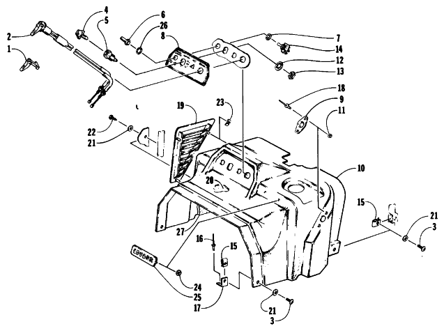 Parts Diagram for Arctic Cat 1991 COUGAR 2-UP SNOWMOBILE SWITCH AND CONSOLE ASSEMBLY